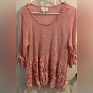 NWT Belle France Pink Lightweight Sweater Top Size XL